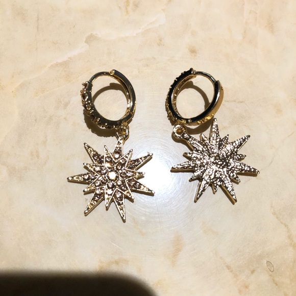 Starburst Rhinestone Hoop Earrings - Picture 7 of 10